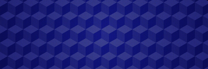 Blue Geometric Pattern With 3d Cube. Abstract Vector Background.  Optical Illusion Design With Blue Cube Texture. Graphic Bg With Tile And Geometry Block. Rectangle Shape Wallpaper. Mosaic Hexagon.