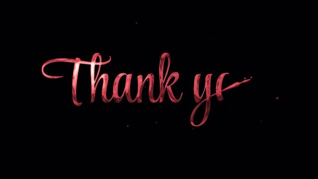 Thank you in a calligraphic red font, perfect for expressing gratitude in digital or print designs such as cards or social media posts.