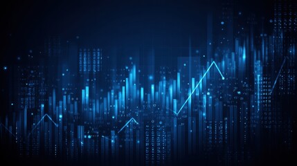 Abstract digital background with glowing blue lines and data streams depicting financial trends and analytics in a modern technological environment
