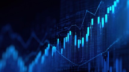 Abstract Financial Data Visualization with Blue Bars and Graphs Representing Stock Market Trends and Analytics in a Digital Environment