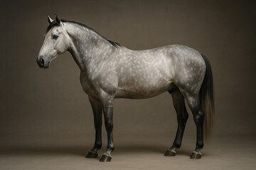 Obraz premium Graceful Silver Horse Standing in Studio with Soft Lighting