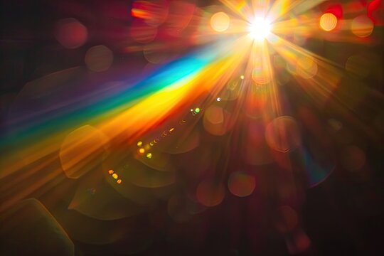 Sunburst with a colorful lens flare, ideal for background abstract art projects