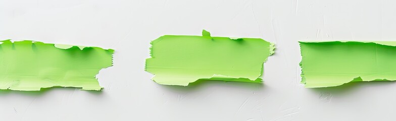 Torn Green Paper on a White Background, Scrapbook Material, Crafting, Minimalist