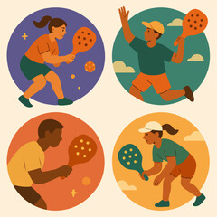 Pickle Ball Sports Playful Vector Illustration 