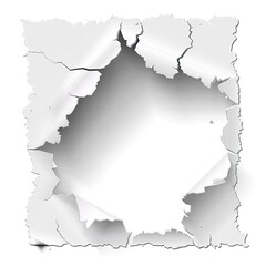 Torn Square White Paper, Background Fade, Displaying Center Blank Hole Space