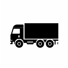 Truck Delivering Goods, White Background Icon for Transport, Delivery, Logistics