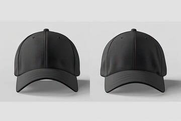 Two black caps display mockup on background. Possible use for product placement