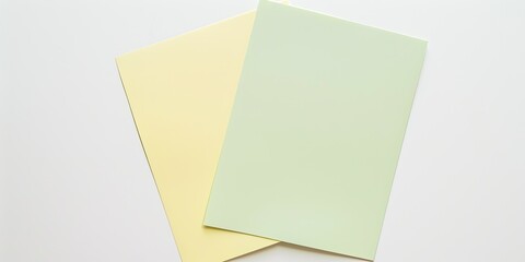 Two colored paper sheets on a white surface for notes, reminders or planning