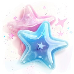 Two Colorful Star Candies Layered, Sprinkles Background, Suitable for Party Favors