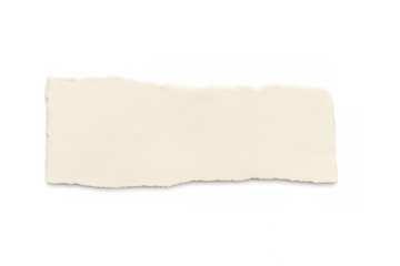 Torn paper scrap with ripped edges, blank beige note piece for message or text on transparent background