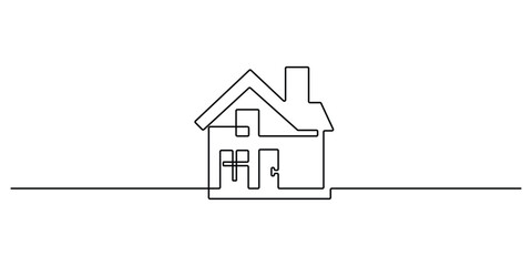Home icon continuous one line drawing. Single line art home vector illustration