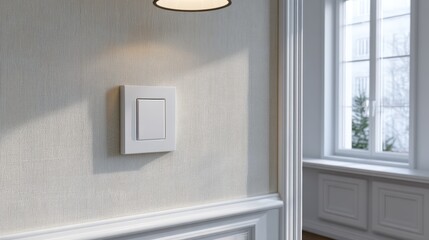 Elegant Light Switch on Textured Wall with Warm Lighting in Modern Interior Design Setting
