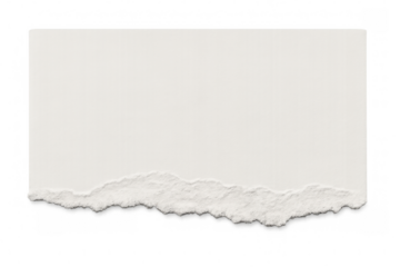 Torn blank white paper piece, ripping creating copy space for text, message, or ad promotion on transparent background