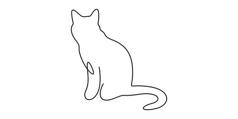 Simple continuous one line drawing of a cat. Minimalist line art outline cat vector illustration