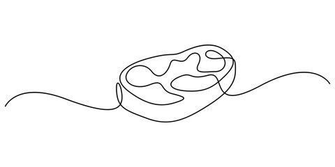 Obraz premium Steak beef continuous one line drawing. Vector illustration