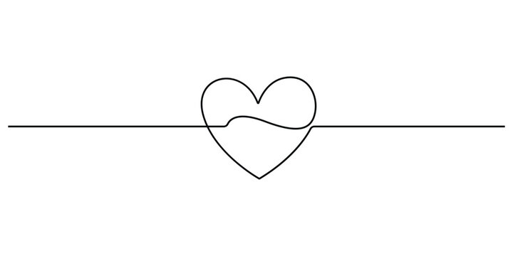 Abstract heart sign continuous one line drawing. Vector illustration
