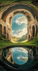 Ancient Ruin Reflective Pool Calmness Tranquil Scene Historical Site Calm Waters Ancient Architecture Landscape Beauty