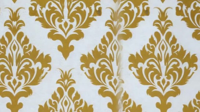 A wallpaper pattern with gold damask motifs on a white background in a repeating design style seamless patterns backgrounds video