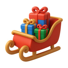 Cute 3D Cartoon Sleigh Delivery in Winter Wonderland Holiday Decor