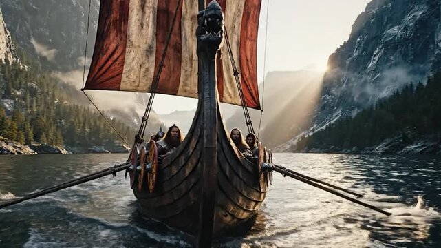 Dragon of the Fjord An Epic Viking Longship's Majestic Voyage
