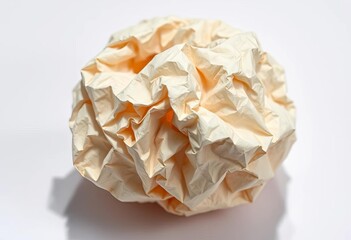 Close-up of a crumpled paper ball, textured surface, light shadows,  trash,  light