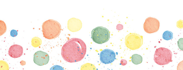 Colorful Dots and Splatter Watercolor Border