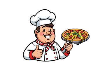 Pizza Chef Handing Over Pizza