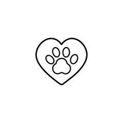Heart Paw Print Vector Icon Pet Love Animal Care Illustration