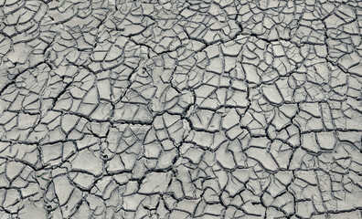 Background texture of dried and naturally cracked white mud from the Comacchio Valley. Province of Ferrara, Emilia-Romagna, Italy