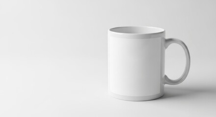Obraz premium Realistic Mockup of an Isolated White Ceramic Mug on a Neutral Backdrop