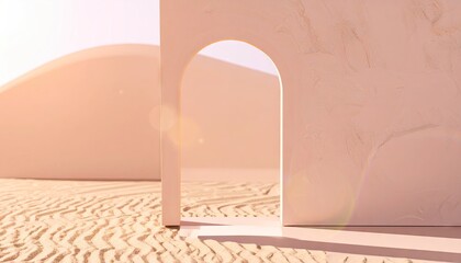 Minimalist Arch in Desert Landscape with Warm Sunlight
