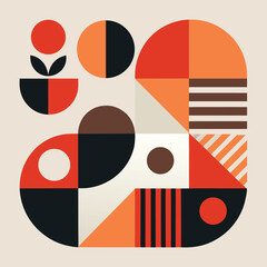 Abstract Geometric Composition with Circles and Squares Keywords: abstract, geometric, pattern