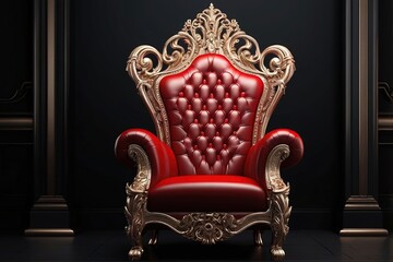 Luxurious Red Throne on Dark Background