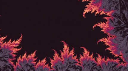 A vibrant fractal design with fiery orange and purple tones against a dark backdrop.