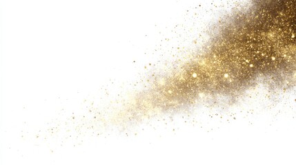 Obraz premium A shimmering stream of gold glitter on a white background.