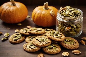 pumpkin seeds walnuts cookies natural food 