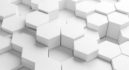 Abstract white hexagon pattern surface with shadows for creative background