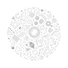 Fototapeta premium Abstract Geometric Shapes Pattern Circle Doodle.