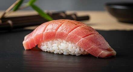 Otoro Nigiri Sushi with Marbled Tuna and Wasabi Touch