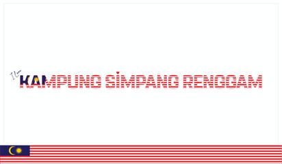 I love Kampung Simpang Renggam, Typographic design of I love Kampung Simpang Renggam on a white background, Flag typography of Kampung Simpang Renggam with heart, Vector design of I love Malaysia