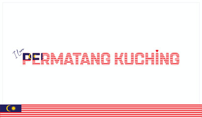 I love Permatang Kuching, Typographic design of I love Permatang Kuching on a white background, Flag typography of Permatang Kuching with heart, Vector design of I love Malaysia