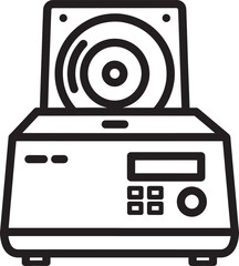 Black and white icon of a laboratory centrifuge machine science medical