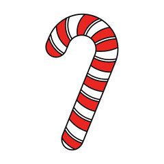 Classic red and white striped candy cane, a festive symbol of holiday cheer and sweet winter traditions