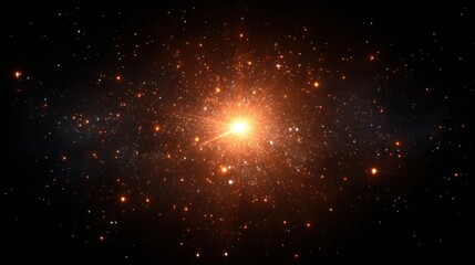 bright orange star burst illuminating the dark cosmos during an astronomical event