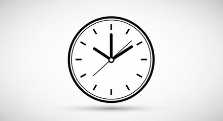 Simple black and white clock icon, representing time, schedule, appointment, deadline, and the importance of punctuality