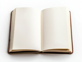 Fototapeta premium Blank Open Book with Empty Pages on White Background