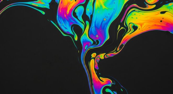 Abstract Macro Shot Oil Droplets Surface Bubble Pattern Multicolored Swirls