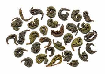 Obraz premium Assortment of Dried Green Tea Leaves Isolated on Transparent Background