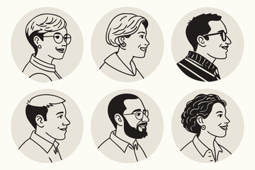 Set of modern design people avatar icons. Vector illustrations for social media, user profile, website and app design and development.