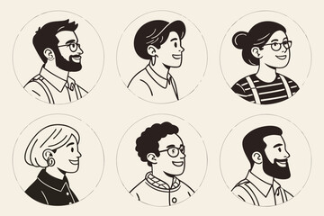 Set of modern design people avatar icons. Vector illustrations for social media, user profile, website and app design and development.